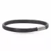 Platt brun läder armband i stål x 6 mm