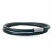 Rund svart läder armband i stål x 4 mm