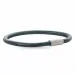 Rund svart läder armband i stål x 4 mm