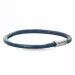 Rund blå armband i läder med stål lås  x 4 mm