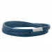 Platt blå armband i läder med stål lås  x 6 mm