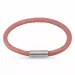 Rund rosa magnetarmband i läder med stål lås  x 4 mm