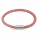 Rund rosa magnetarmband i läder med stål lås x 4 mm