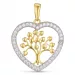 hjärta livets träd zirkon hängen i 9 karat guld med rhodium