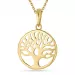 12 mm livets träd hängen med halskedja i 8 karat guld