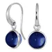 runda syntetisk blå safir örhängen i försilvrad mässing - Loom Stones