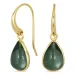 droppe grön kristal örhängen i förgylld mässing - Loom Stones