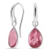 droppe rosa kristal örhängen i försilvrad mässing - Loom Stones