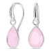 droppe rosa krystal örhängen i försilvrad mässing - Loom Stones