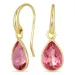 droppe rosa kristal örhängen i förgylld mässing - Loom Stones