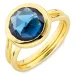 mörkblå kristal ring i förgylld mässing - Loom Stones
