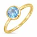 mörkblå kristal ring i förgylld mässing - Loom Stones