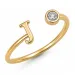 bokstav j zirkon ring i förgylld mässing - My Letter