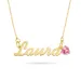 Namnhalsband med hänge i 9 karat guld med 1 facettslipade zirkoner - My Letter