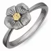 Blommor ring i svart rhodinerat silver