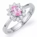 Oval rosa zirkon ring i silver