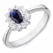 Rosett syntetisk safir ring i rhodinerat silver