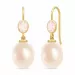 Julie Sandlau långa pärla örhängen i förgyllt silver rosa kvarts