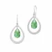 Stora Julie Sandlau droppformad gröna kristal örhängen i satinrhodinerat sterlingsilver gröna kristaller