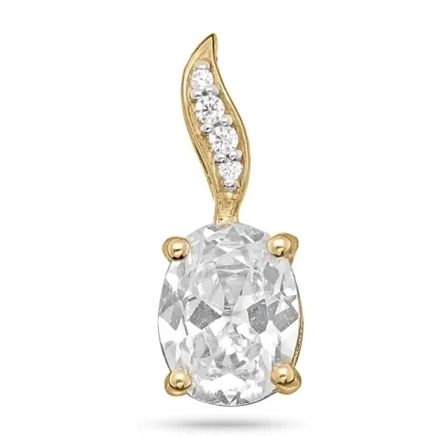 ovalt zirkon hängen i 9 karat guld