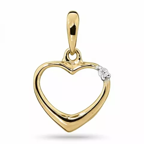 hjärta diamant hängen i 14  carat guld