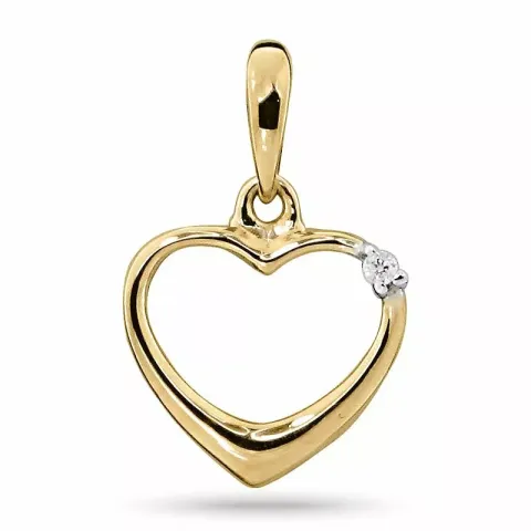 hjärta diamant hängen i 14 carat guld