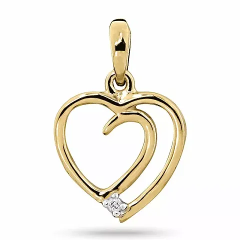 diamant hjärthängen i 14  carat guld