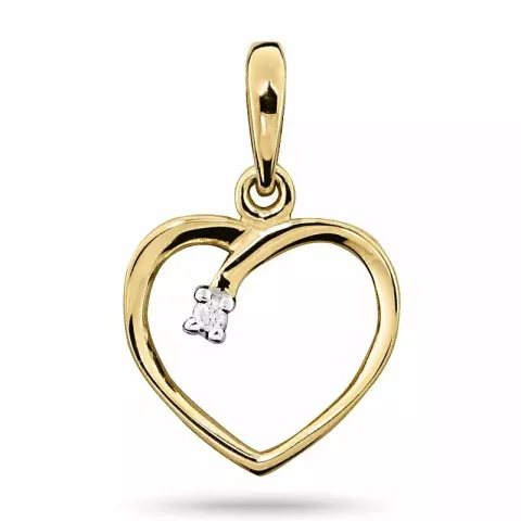 hjärta diamant hängen i 14  carat guld
