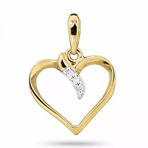 hjärta diamant hängen i 14  carat guld