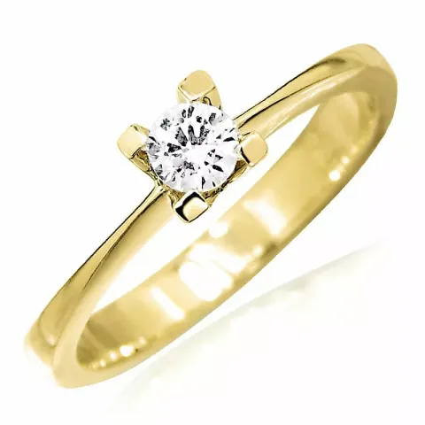 vit zirkon ring i 9 karat guld