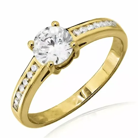 Stor vit zirkon ring i 9 karat guld