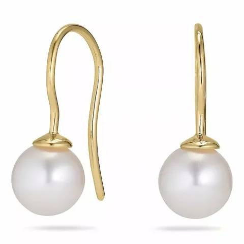 Runda 7 - 8 mm aaa-graderad sötvattenspärla örhängen i 14 karat guld med