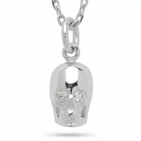 skull zirkon hängen i rhodinerat silver