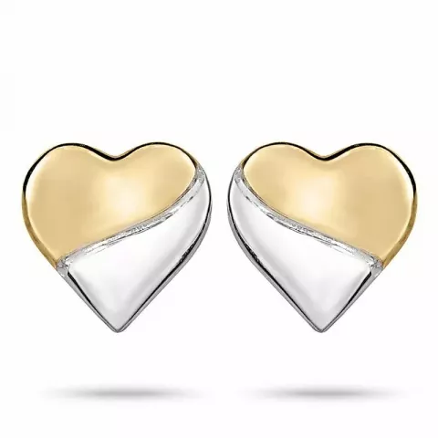 hjärta örhängestift i silver med rhodination med förgyllt silver