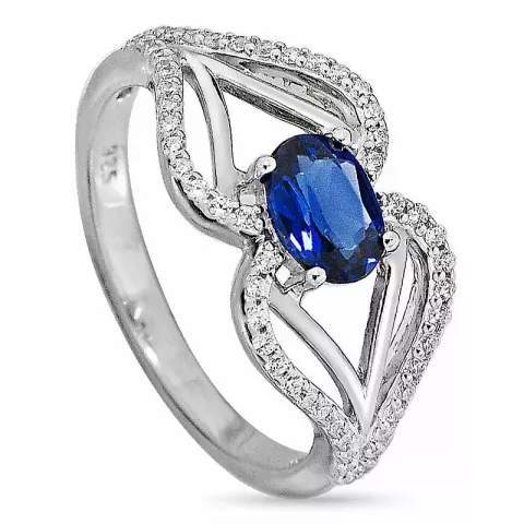 Stor blå ring i silver