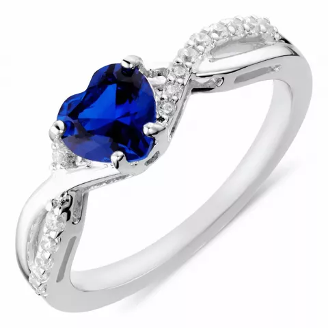 Elegant hjärta blå ring i silver