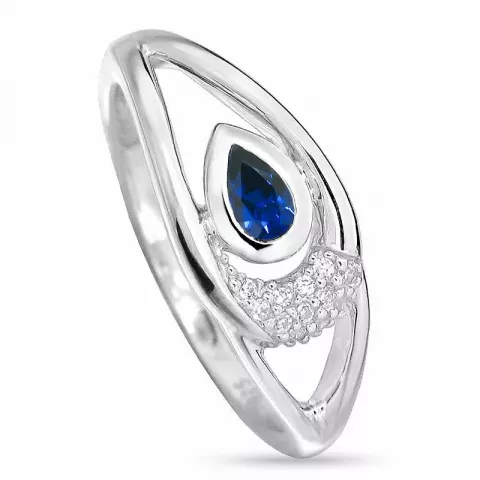 Blank blå ring i silver
