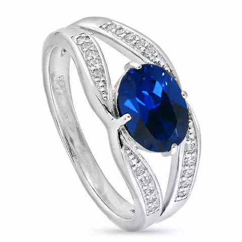 bred blå silver ring i silver