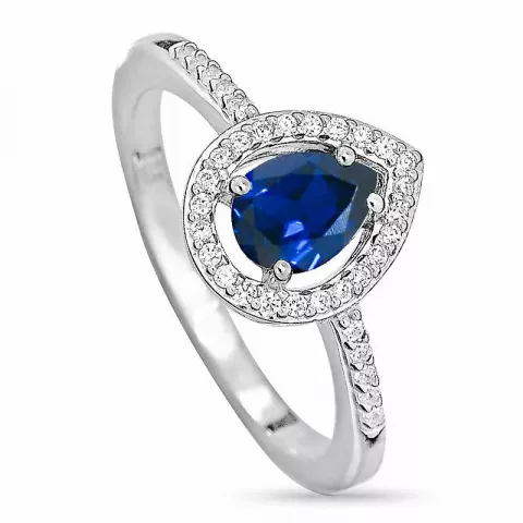 Förtjusande droppe blå ring i silver
