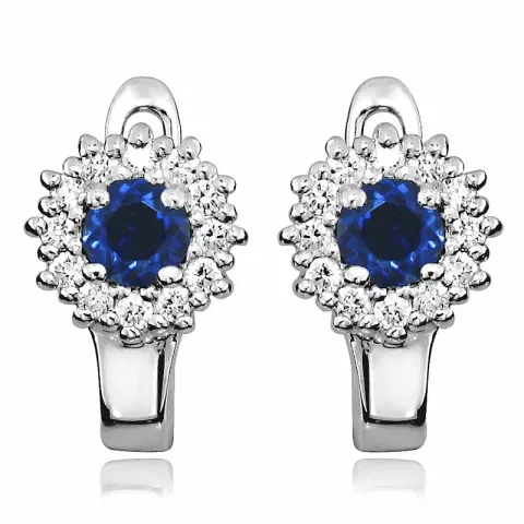 runda blå örhängen i rhodinerat silver