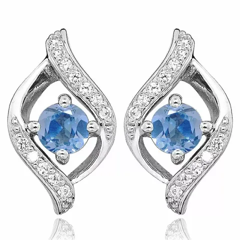 Vackra zirkon örhängestift i rhodinerat silver