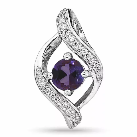 Abstrakt lila hängen i rhodinerat silver