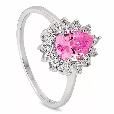 droppe rosa silver ring i silver