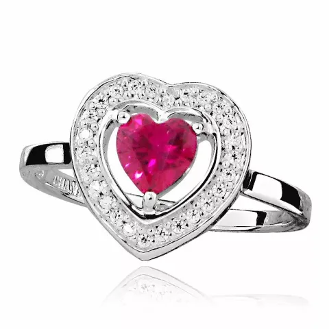 hjärta rosa zirkon ring i silver