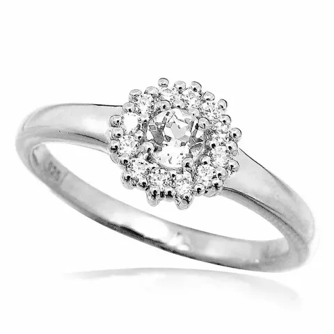 rund zirkon fingerring i silver