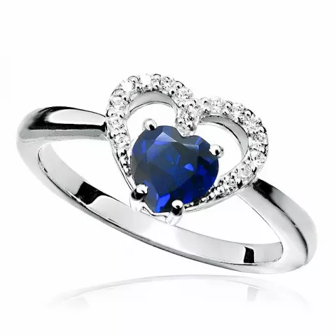 hjärta blå ring i silver