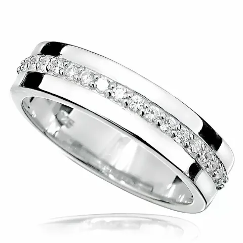 Bred vit zirkon ring i silver