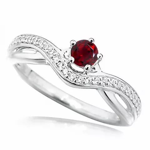 Elegant röd zirkon ring i silver