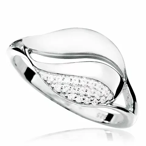 Stor vit zirkon ring i silver