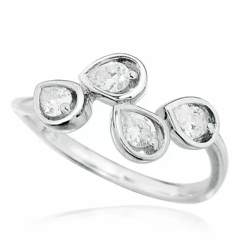 droppe zirkon ring i silver